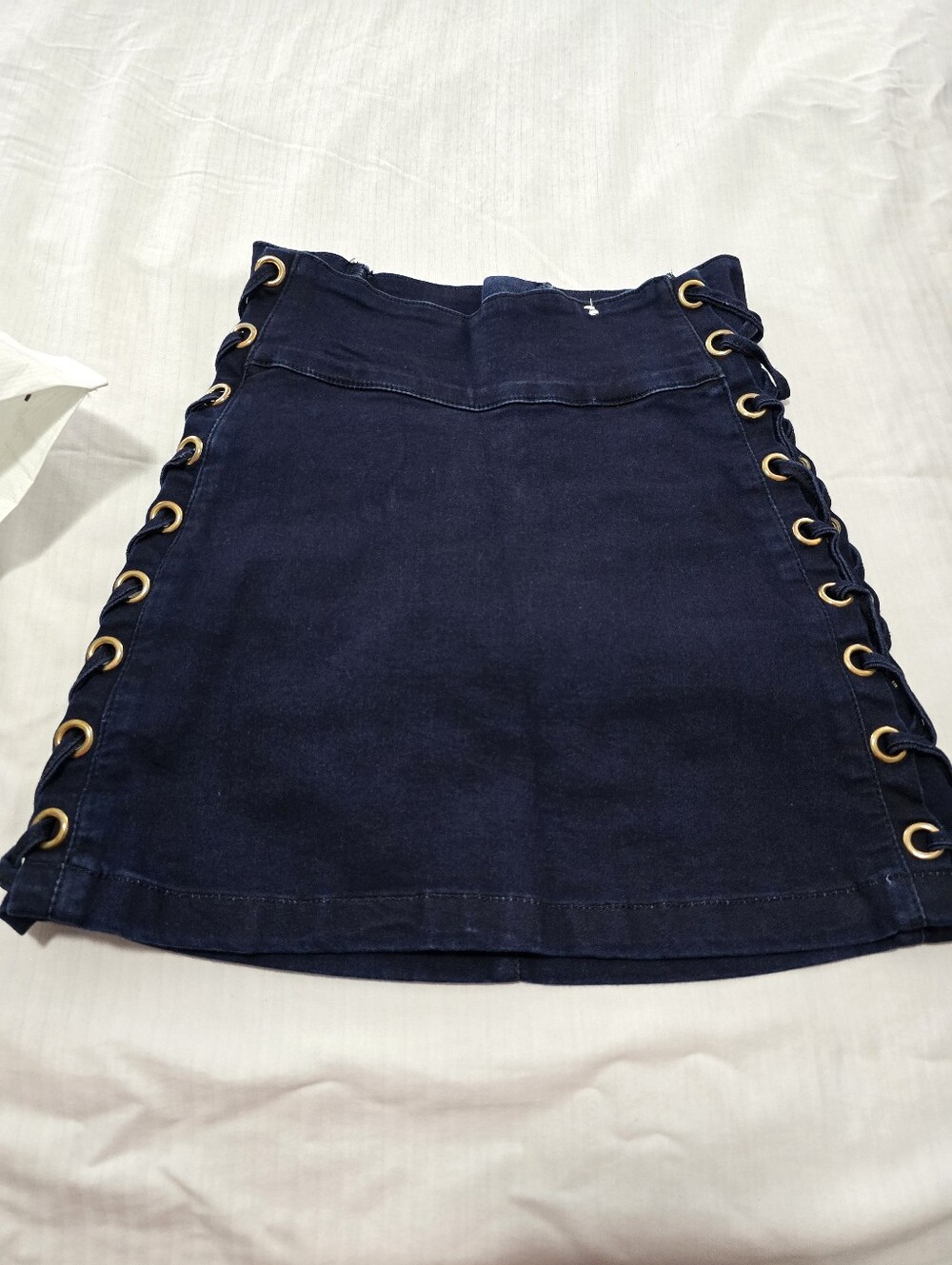 Women's Navy Eyelet-Trim Denim Skirt